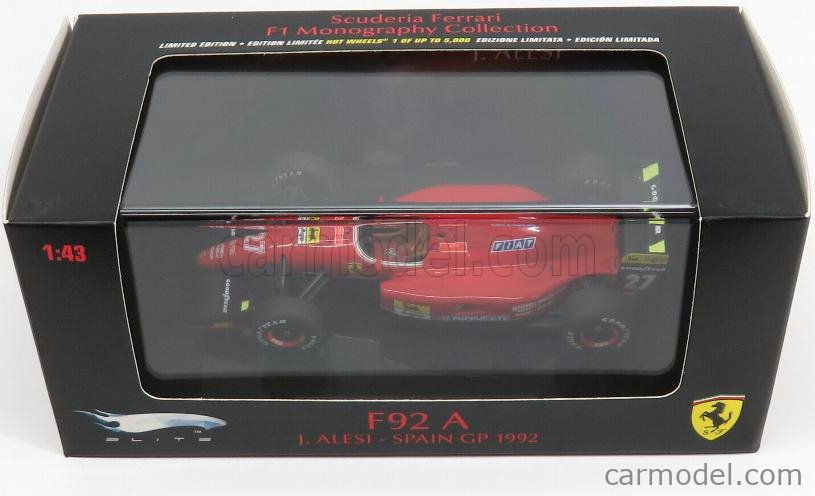 MATTEL HOT WHEELS T6281 Scala 1 43 FERRARI F1 F92A N 27 GP SPAIN 1992