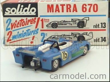 SOLIDO 13 Scale 1 43 MATRA SIMCA MS670B 3 0L V12 TEAM EQUIPE MATRA