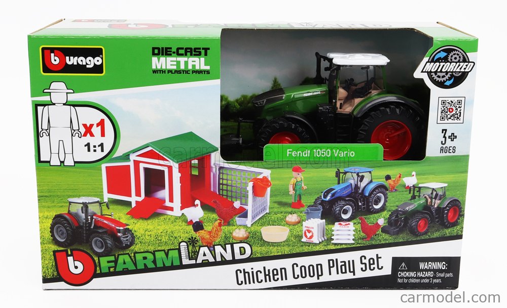 Burago Bu Green Scala Fendt Set Farm Chicken Coop Play