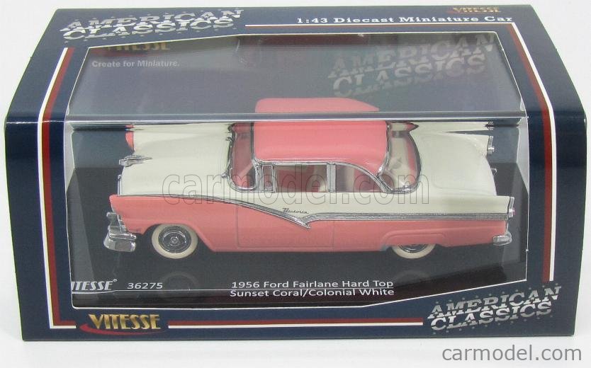 Scale model car 1:43 1956 Ford Fairlane Hard Top Sunset Coral/Colonial White 