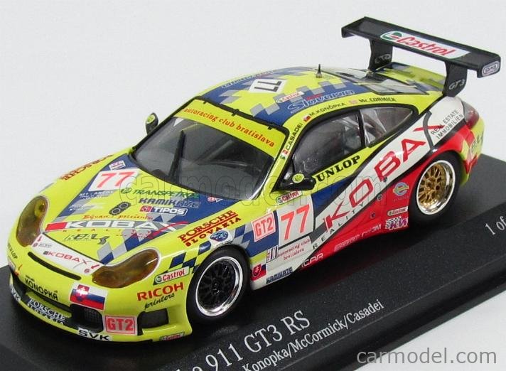 MINICHAMPS 400076977 Scale 1/43 | PORSCHE 911 996 GT3 RS TEAM  AUTORACINGCLUB BRATISLAVA N 77 12h SEBRING 2007 KONOPKA - McCORMICK -  CASADEI YELLOW RED BLUE