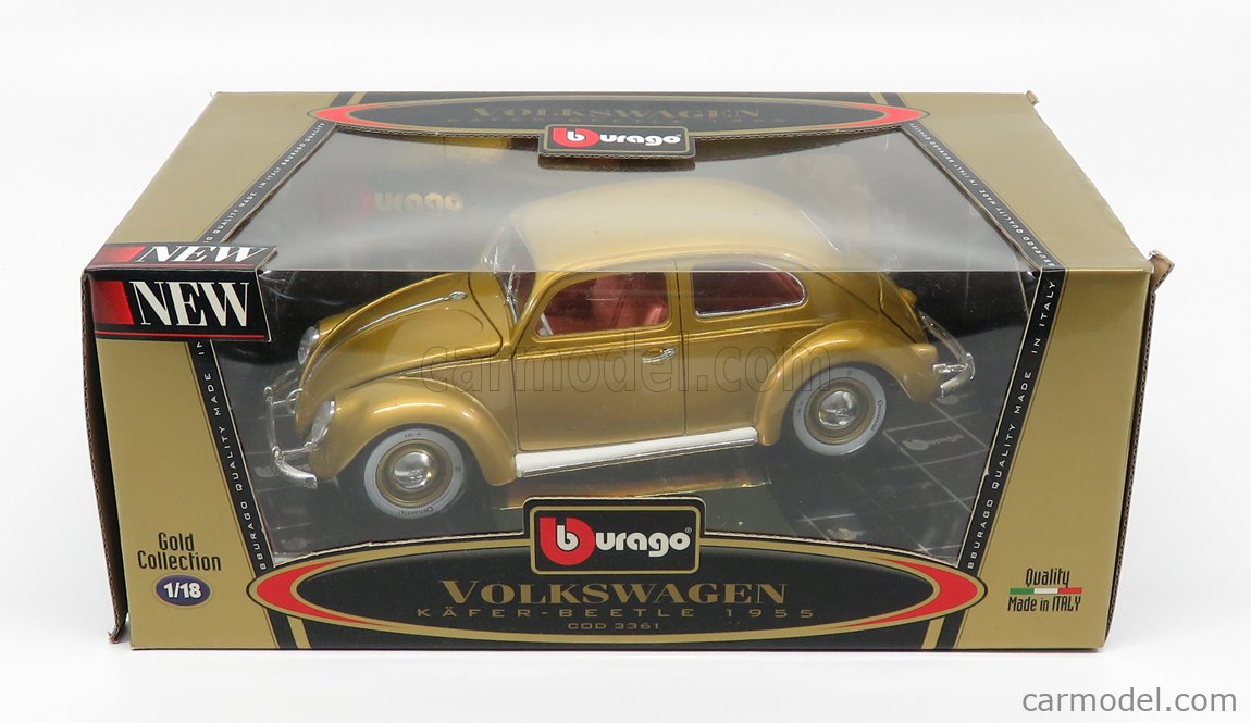 BURAGO 3361 Scale 1/18 | VOLKSWAGEN BEETLE N 1.000.000 th 1955 GOLD MET