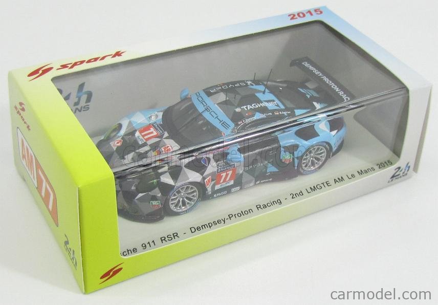 Miniature Spark 1/43 - Porsche 911 RSR - Le Mans 2015 #77 - Résine