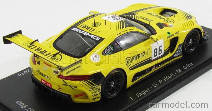 Miniature Mercedes AMG GT 1/43 Spark 3 No.4 AMG Team HRT 24h Nürburgring 2020
