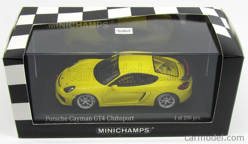 Porsche Cayman GT4 2015 Yellow 1/43 Minichamps WAP0204020F Porsche Box 
