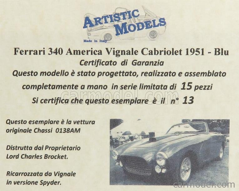 Ferrari 340 America Le Mans 1952 Kit By Provence Moulage 1 43 K365