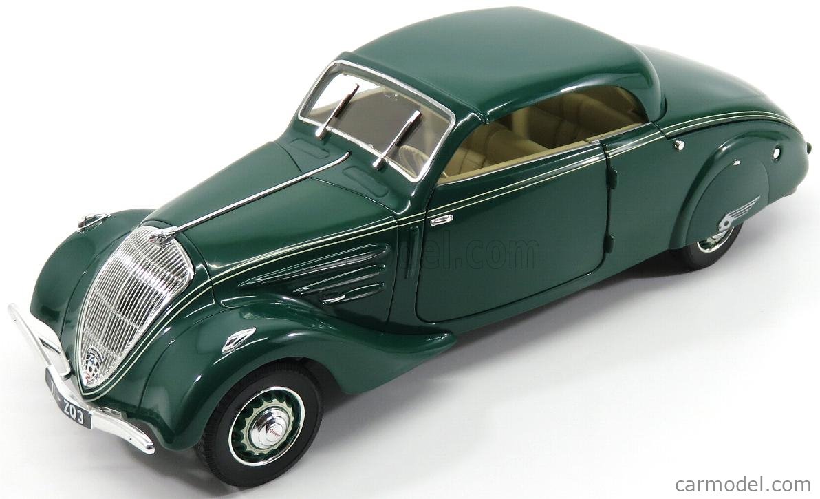 1937 PEUGEOT 402 ECLIPSE DARK GREEN 1/18 DIECAST CAR MODEL BY NOREV 184871