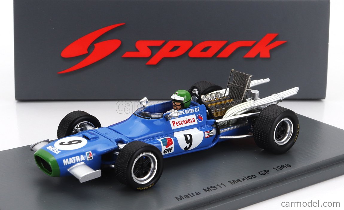 Modèle Réduit 1:18 Spark - Matra Simca F1 MS11 #17 GP Des Pays-Bas 1968 (Beltoise) Avec Vitrine