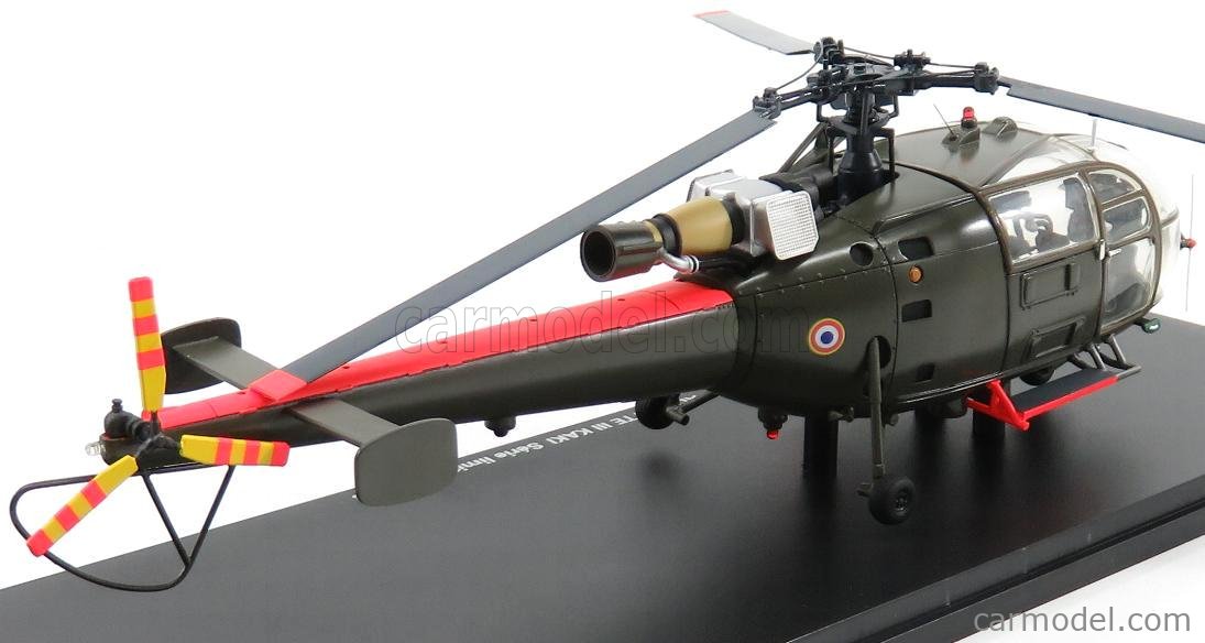 PERFEX PE710 Scale 1/43 SUD AVIATION ALOUETTE III SA316 HELICOPTER 1962 MILITARY GREEN RED