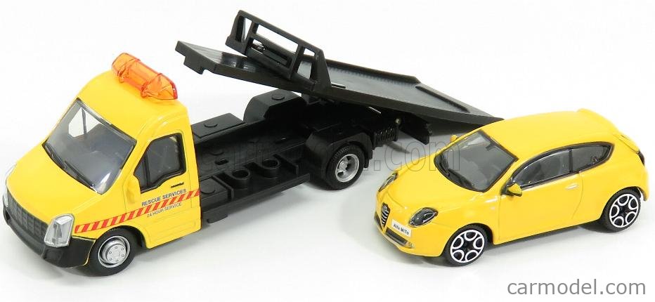 Camion depanneuse avec Alfa Romeo Mito 1:43 Bburago Jaune - Figurine pour  enfant