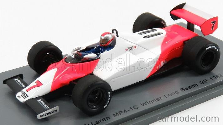 Spark Model S4841 Scale 1 43 Mclaren F1 Mp4 1c N 7 Winner Usa Long Beach Gp 19 John Watson White Red