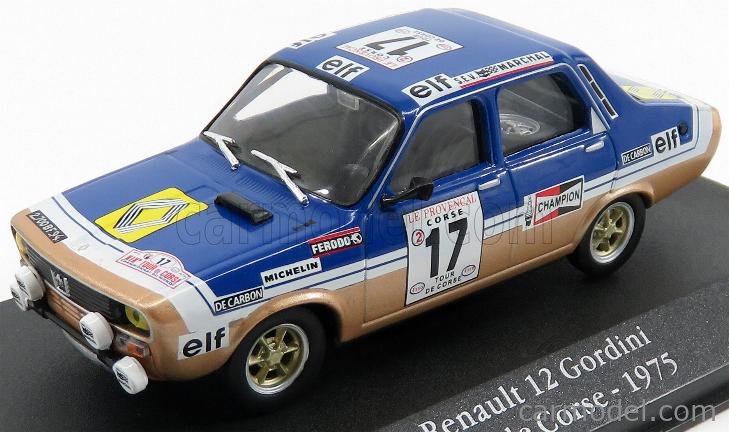 Desconocido 1//43 Coche Car Renault 12 R12 GORDINI Azul Tour DE Corse #17 1975