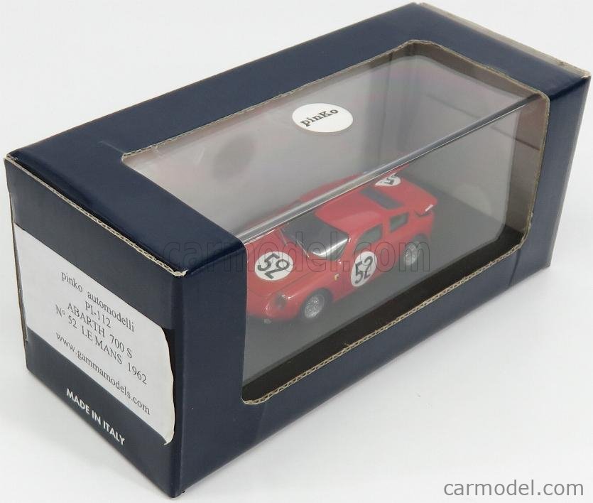 PINKO PI112 Scale 1/43 | FIAT 700S ABARTH TEAM ABARTH CORSE & CIE N 52 24h  LE MANS 1962 H.DEMETZ - M.BIANCHI RED