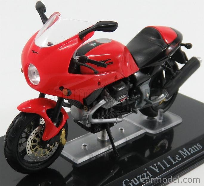 Moto Guzzi V11 le Mans Red Scale 1:24 Motorcycle Model of Atlas Die-Cast 