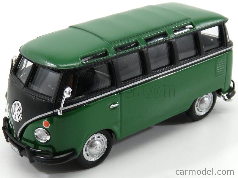Green 1/43 Volkswagen VW 1962 T1 Transporter Van Samba Classic Bus Diecast Model