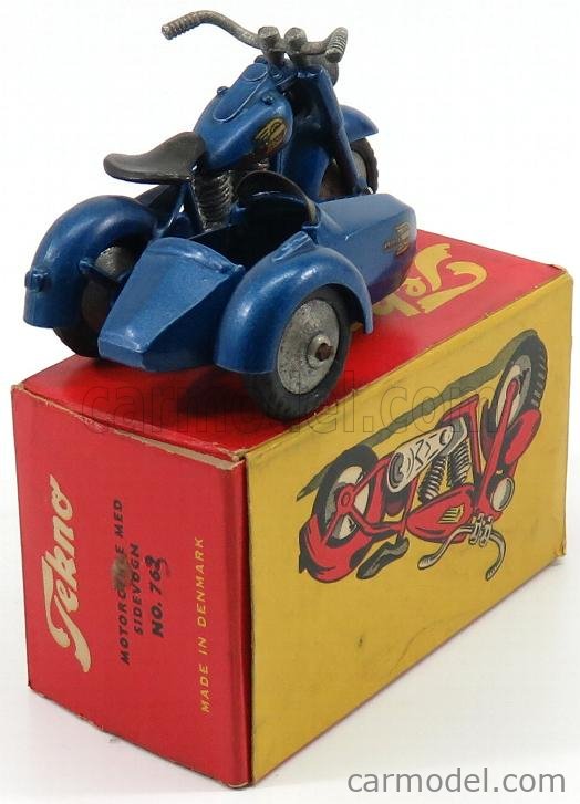 Tekno 762 Scale 130 Harley Davidson Motorcycle With Sidecar Blue Met