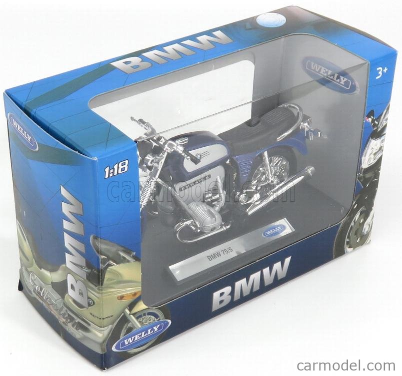 BMW 75-5 In Blue and silver colour New in Box 1-18 scale motorbike 