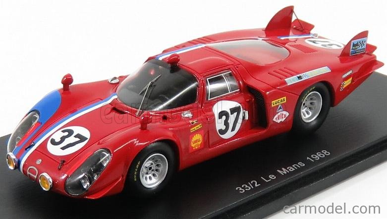 Autocollants Alfa Romeo T33/2 Le Mans 1968 - échelles 1:32, 1:24, 1:43, 1:18