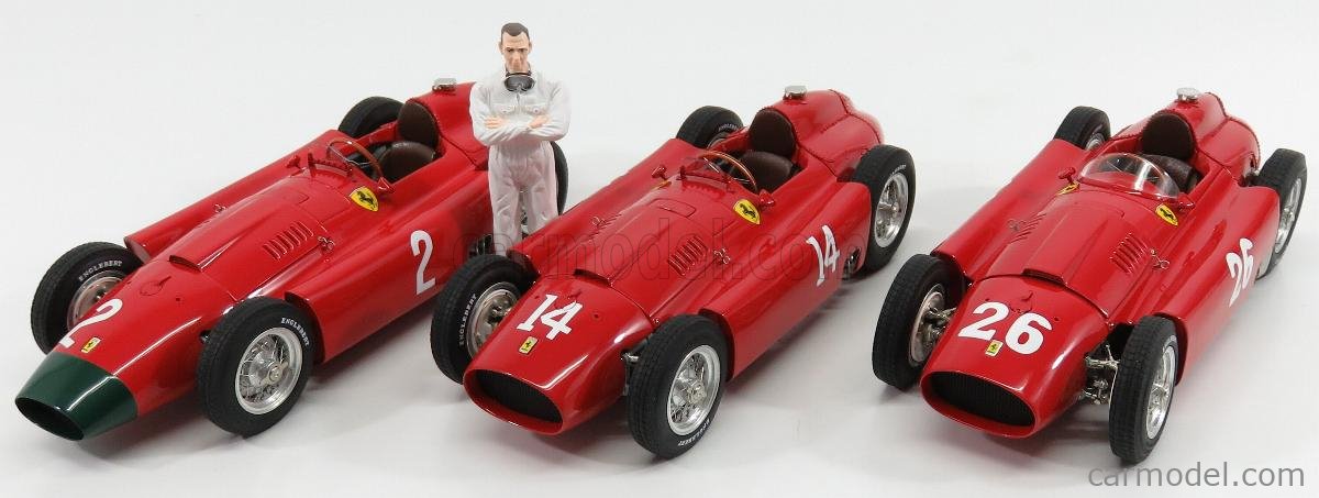 CMC M202 Scale 1/18  FERRARI SET 3X F1 D50 SHORT NOSE N 14 FRENCH GP 1956  COLLINS - F1 D50 LONG NOSE N 2 GERMAN GP 1956 COLLINS - F1 D50 N 26 MONZA  ITALY GP 1956 COLLINS RED