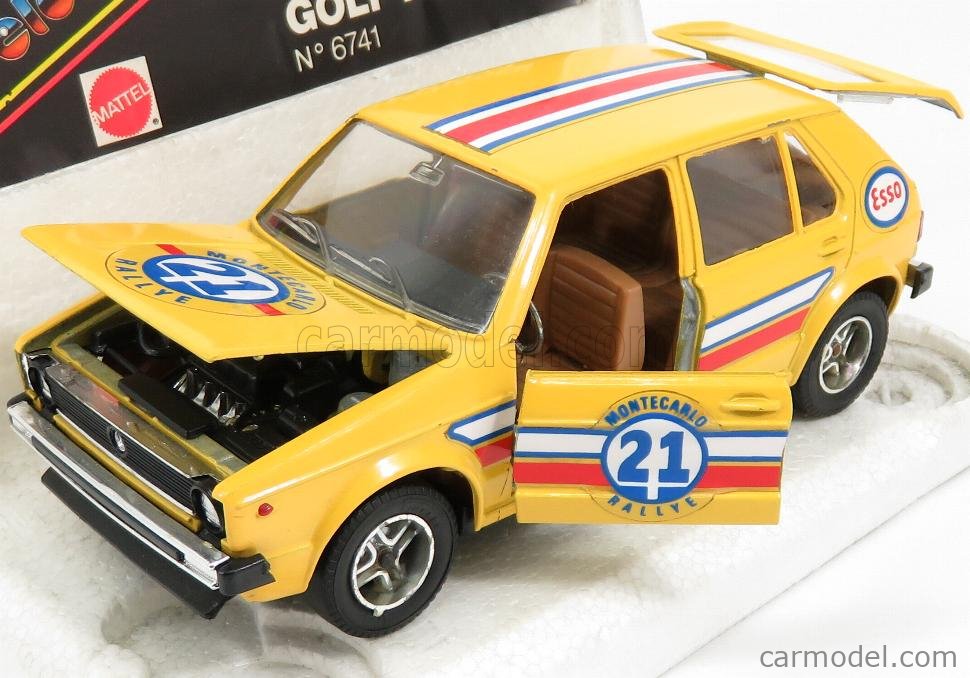 MEBETOYS MATTEL 6741 Scale 1/25 | VOLKSWAGEN GOLF N 21 RALLY 1974 YELLOW