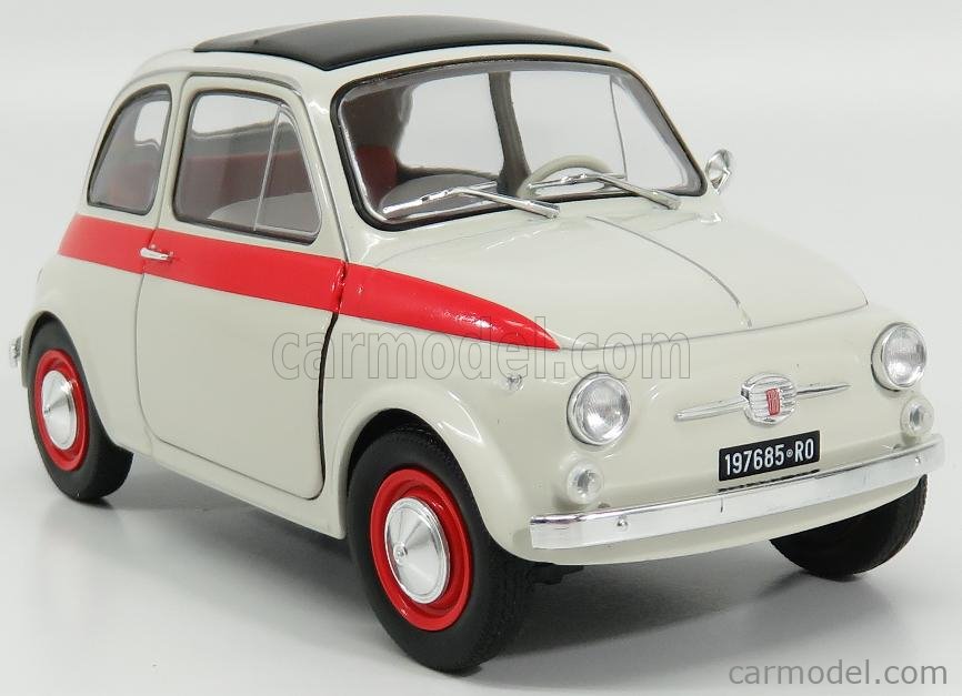 Fiat 500 L Sport 1960 White Red 1:18 Model 1801401 SOLIDO 