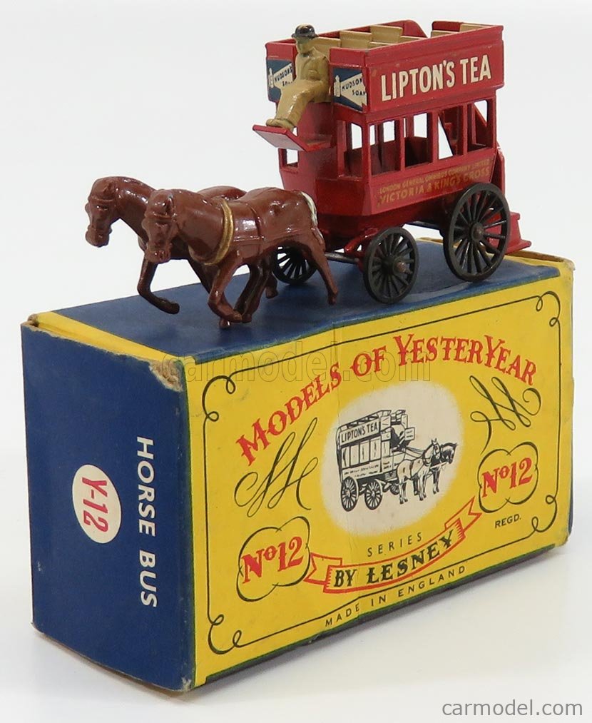 MATCHBOX 12 Scale 1/100 MATCHBOX HORSE BUS LIPTON'S TEA 1899 RED