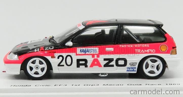 Modèle Réduit 1/64 INNO64 Honda Civic EF3 Gr A RAZO Macao 1989 - Édition Limitée Avec Support