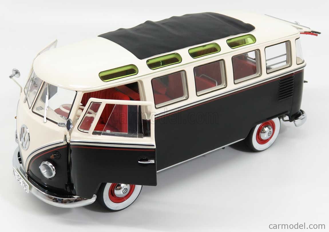 SCHUCO 450028700 Scale 1/18 | VOLKSWAGEN T1 SAMBA OPEN ROOF 1962 BLACK ...