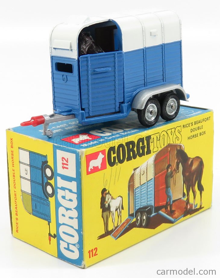 CORGI 112 Scale 1/43 | TRAILER RICE'S BEAUFORT DOUBLE HORSE BOX LIGHT BLUE  WHITE