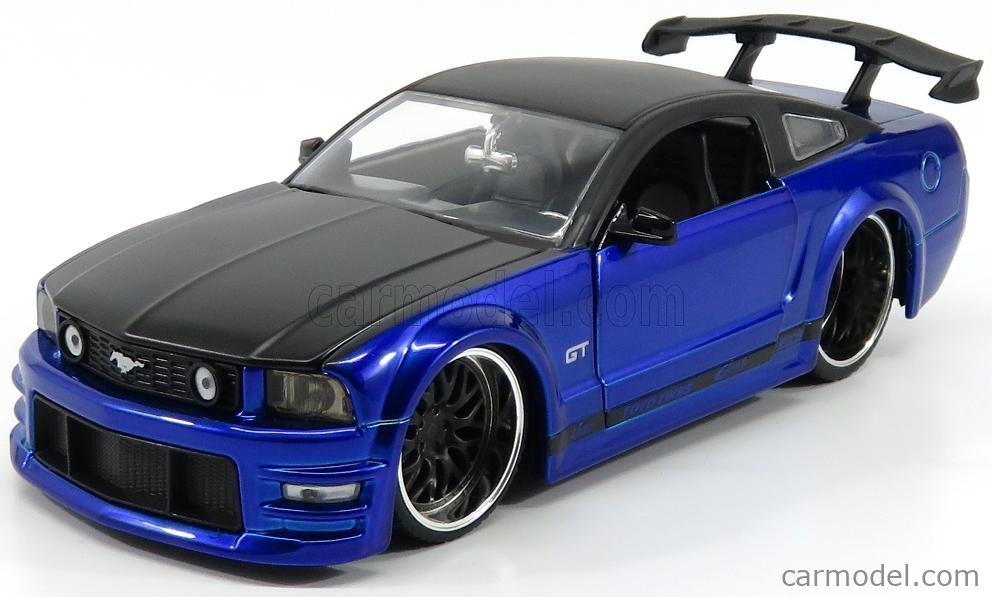 2006 FORD MUSTANG GT BLUE WITH BLACK TOP 1/24 DIECAST CAR MODEL BY JADA 99974 