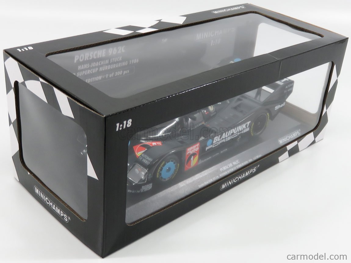 ミニチャンプス 1/18 ポルシェ 962C"BLAUPUNKT" 1986 スーパーカップ ニュルブルクリンク アイフェルレンネン #1 H-J.スタック MINICHAMPS 155866501 Scale 1⁄18 | PORSCHE 962C TEAM BLAUPUNKT N 1