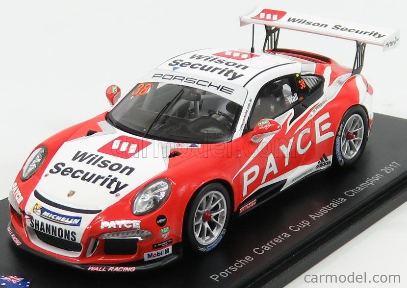 Spark Model As023 Scale 1 43 Porsche 911 991 Gt3 Cup N 38 Champion Australian Porsche Carrera Cup 2017 D Wall White Red