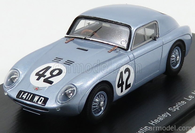 Miniature Spark 1/43 - Austin Healey Sprite N°42 – 24 Heures Du Mans 1961 – Gris