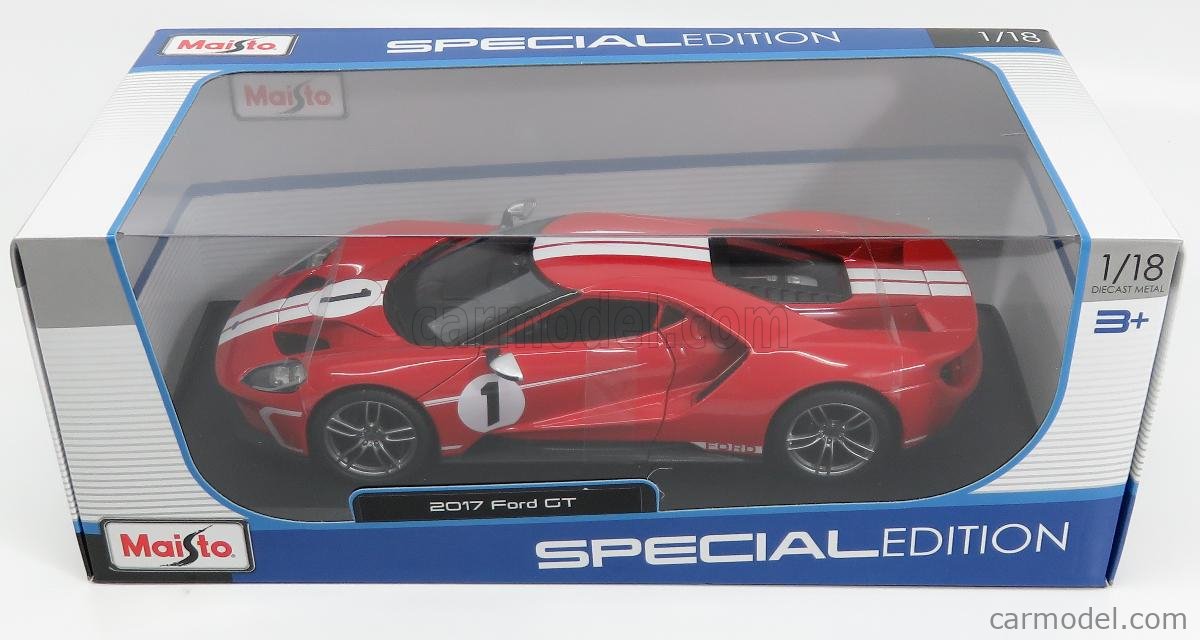 Maisto 2017 Ford GT #1 Red Heritage Special Edition 1/18 Diecast Model Car  31384