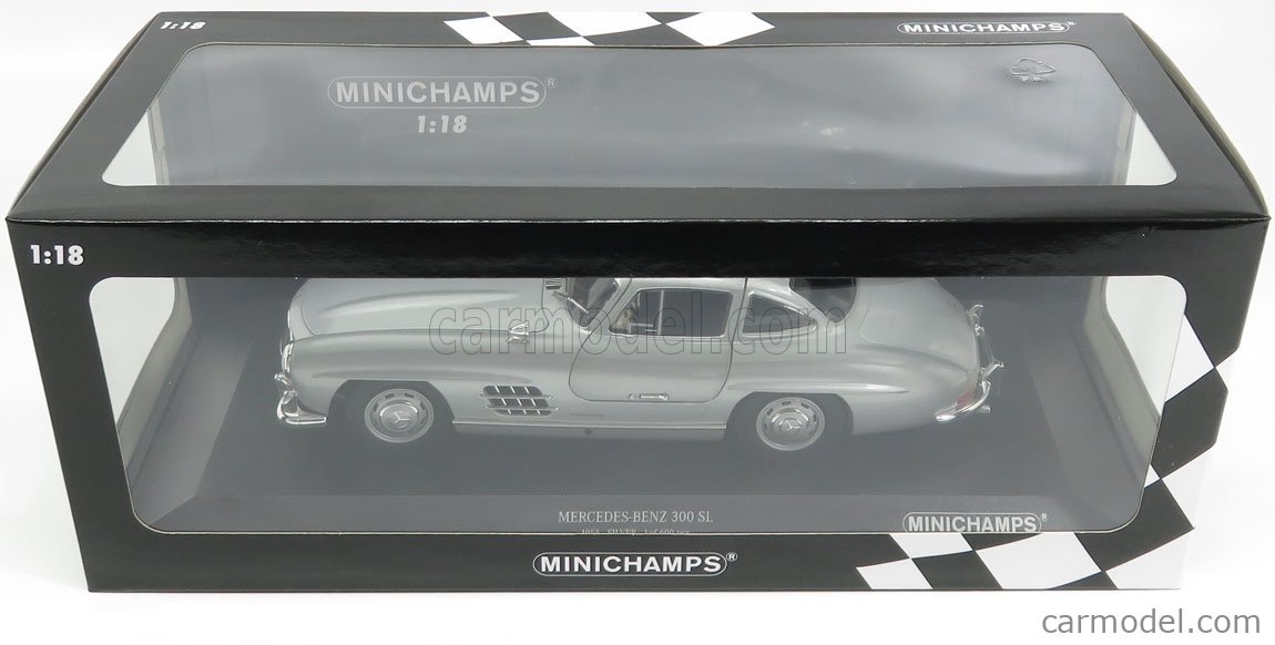 Minichamps Mercedes 300 SL (W198) 1955 - Argent 1/18 - Miniature Neuve En Métal
