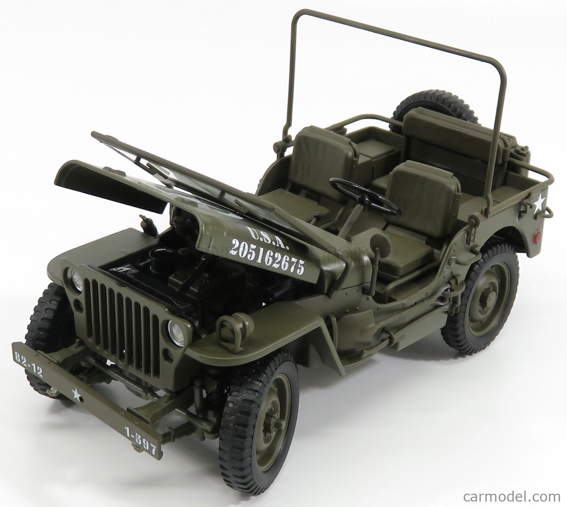 WELLY WE18055CGN Scale 1 18 JEEP WILLYS 1 4 MB USA ARMY OPEN 1942 MILITARY GREEN