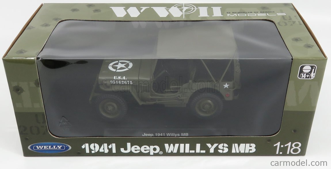 WELLY WE18055HGN Scale 1/18 | JEEP WILLYS 1/4 MB USA ARMY