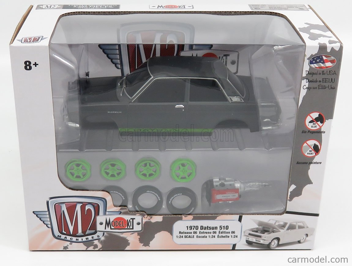 m2-machines-47000-06a-kit-escala-1-24-nissan-datsun-510-1970-grey-green