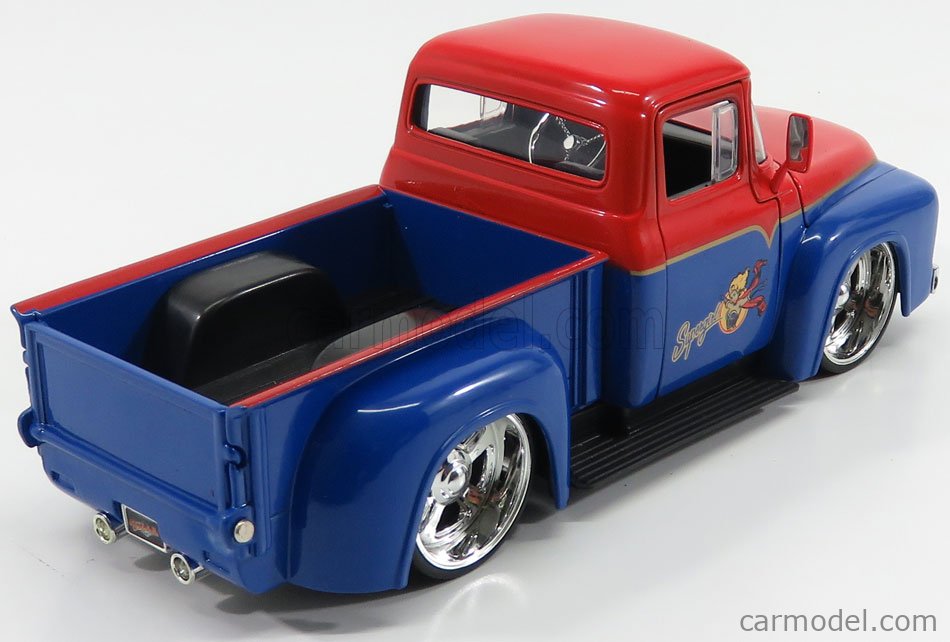 JADA 253255008 Scala 1/24  FORD USA F-100 PICK-UP CUSTOM 1952 WITH SUPERGIRL FIGURE RED BLUE