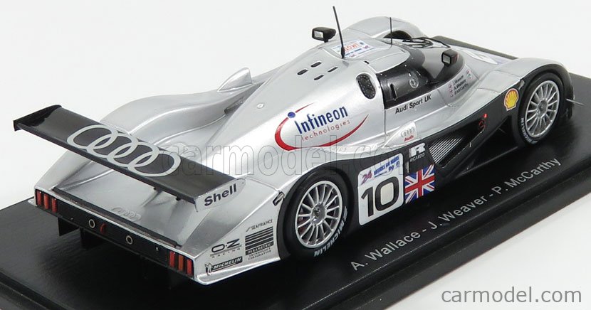 SPARK-MODEL S1809 Scale 1/43 | AUDI R8C TEAM AUDI SPORT UK N 10 24h LE MANS  1999 WEAVER - WALLACE - McCARTHY SILVER BLACK