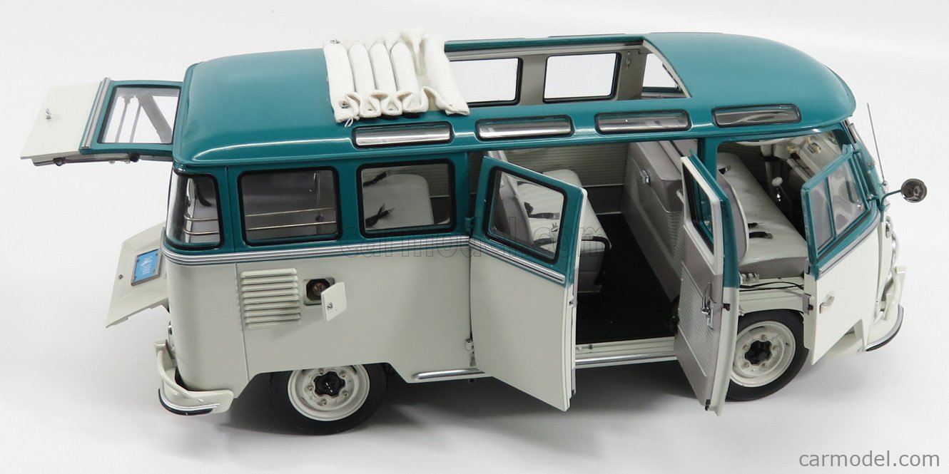 SUN-STAR 05084 Scale 1/12 | VOLKSWAGEN T1 SAMBA MINIBUS 1962 BLUE GREEN ...