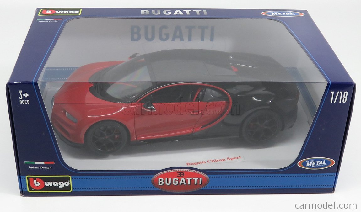 BURAGO Bugatti Chiron Rojo-Negro 1:18