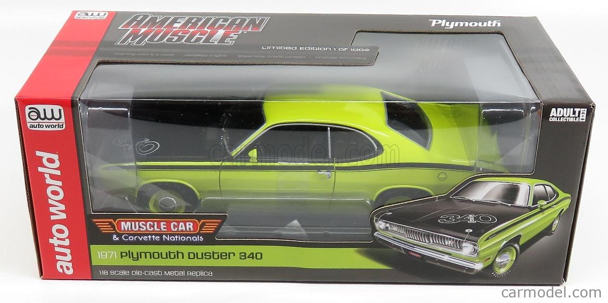 AUTOWORLD AMM1154/06 Scale 1/18 | PLYMOUTH DUSTER COUPE 1971 GREEN