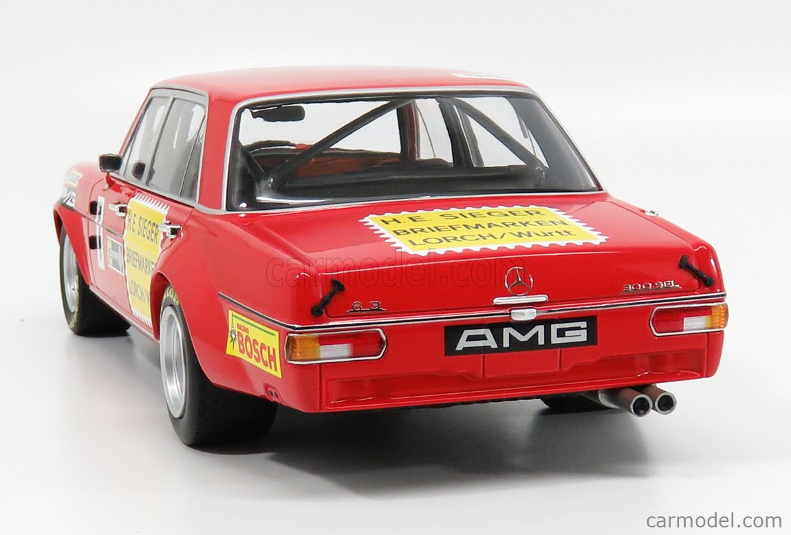 MINICHAMPS 155723401 Scale 1/18 | MERCEDES BENZ 300 SEL 6.8 TEAM AMG N 1 24h  NURBURGRING 1972 H.HEYER - T.BETZLER RED