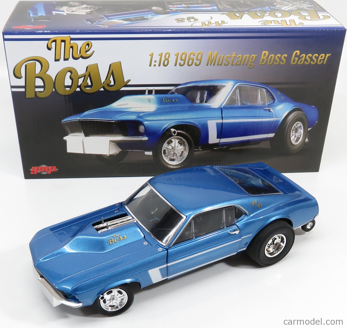 GMP 18913 Escala 1/18 FORD USA MUSTANG BOSS GASSER COUPE 1969 BLUE