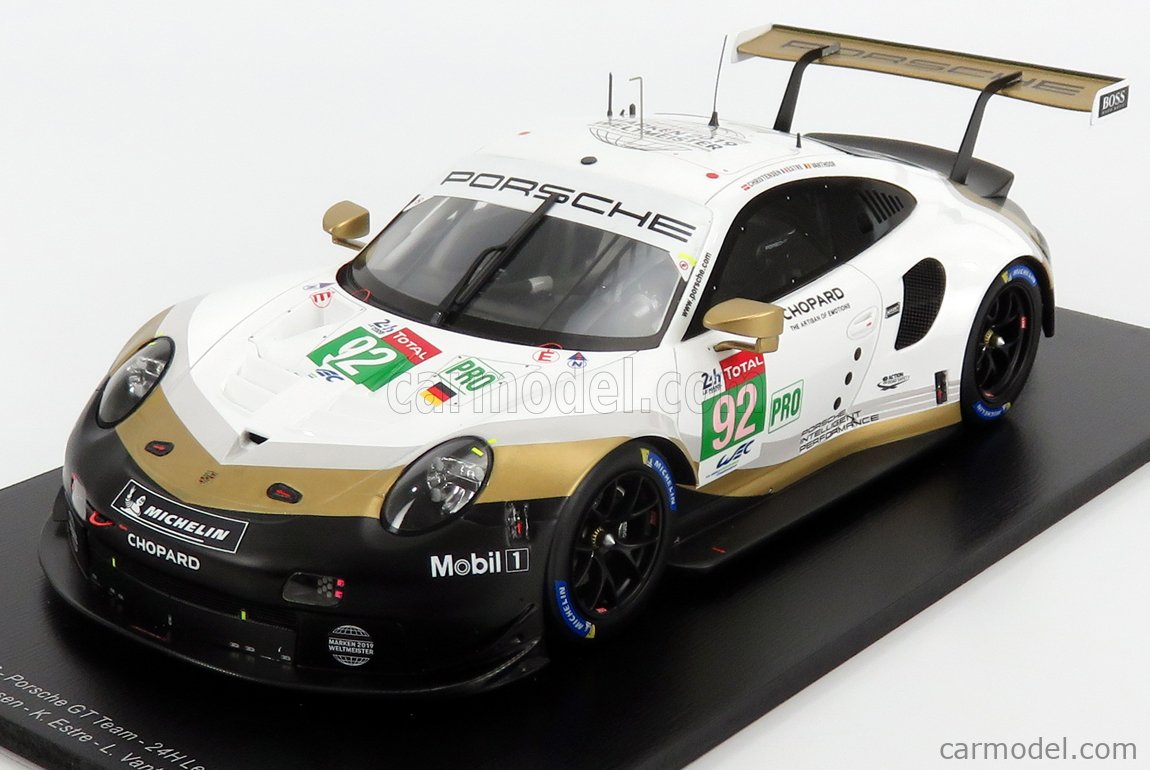 Spark Model 18s435 Scale 1 18 Porsche 911 991 Rsr 4 0 Flat 6 Team Porsche Gt N 92 24h Le Mans 19 M Christensen K Estre L Vanthoor White Black