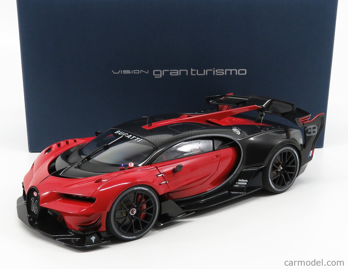 Autoart 709 Scale 1 18 Bugatti Concept Vision Gran Turismo 18 Italian Red Carbon Black