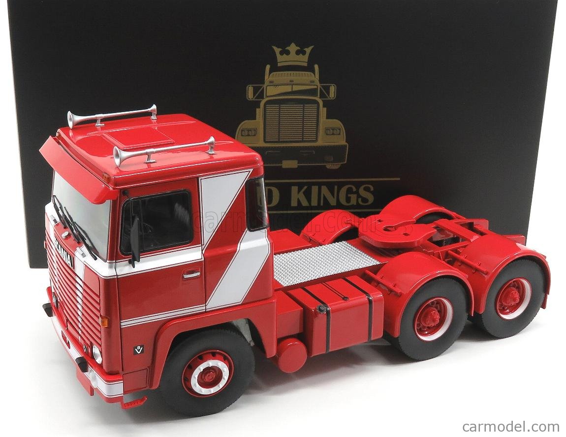 ROAD-KINGS RK180014 Scala 1/18  SCANIA LBT 141 TRACTOR TRUCK 3-ASSI 1976 RED WHITE