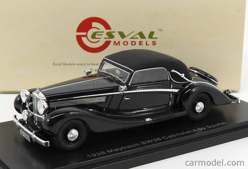 Maquette Maybach SW38 Cabriolet A By Spohn 1938 - Échelle 1:43, Noir, Esval (réf. EMGEMB436B)