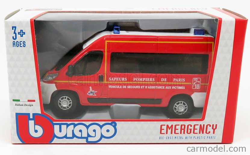 Camion des Pompiers de Paris Bburago Fiat Ducato Sapeurs 1:55